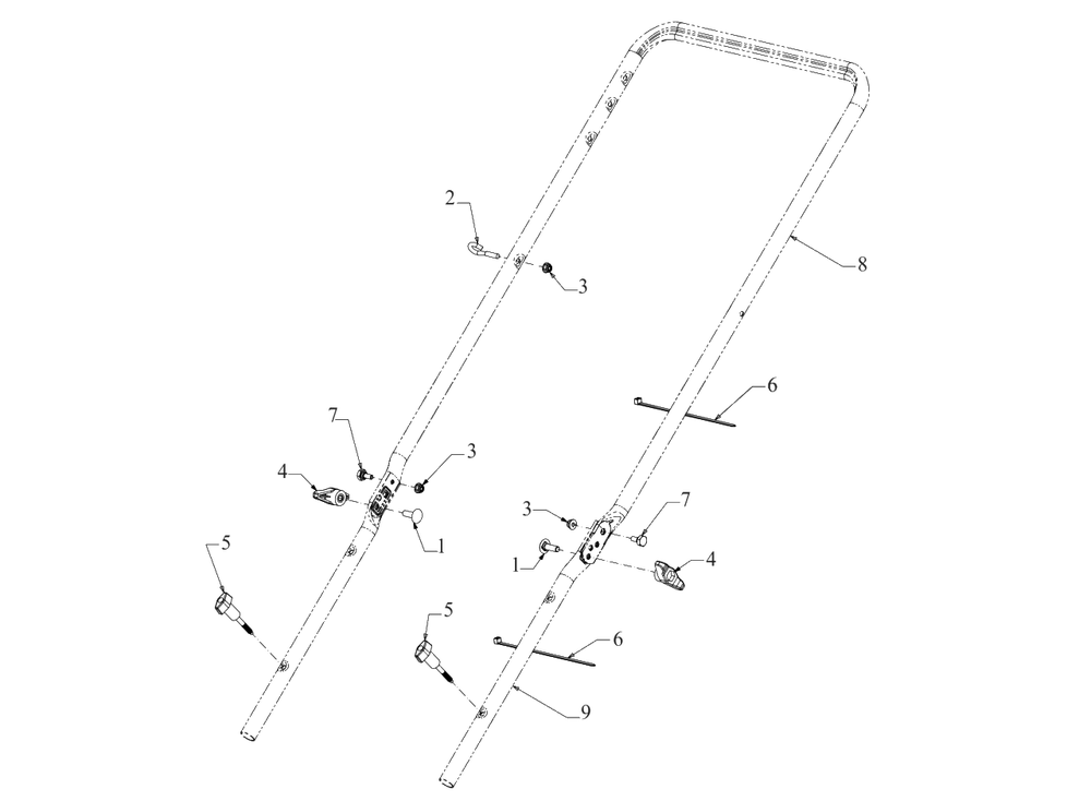 Handle Diagram and Parts List for 11A-A1S5345 2020 Yard Machines Lawn Mower